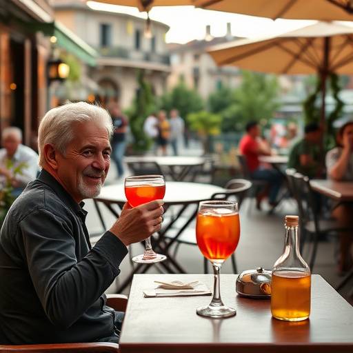 Un cliente disfrutando de una copa de sangr&iacute;a en la terraza del restaurante